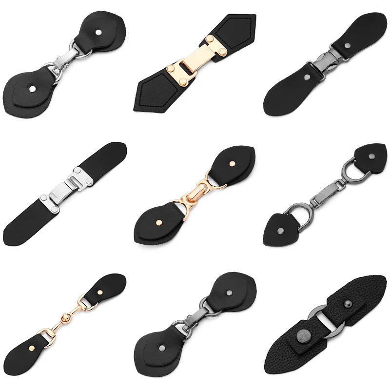 3 Pair Metal-leather fastening fur coat Women's clasp cardigan Sweater with mother-of-pearl buttons Belt buckle Cuff decorative