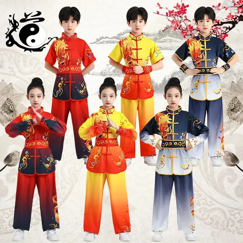 

Martial Arts Costumes Wushu Sets Kids Cosplay Kung Fu Uniform Baby Clothes Boy Set Tai Chi Stage Outfit Children Tang Suit Girl