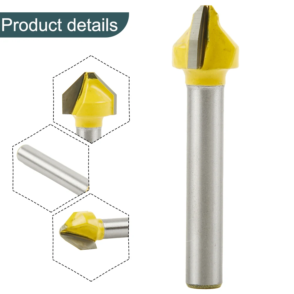 90 Degree V-shaped Flat Head Router Bit Woodworking Engraving Milling Cutter V Groove Router Bit End Mill Carbide ​Engraving Bit