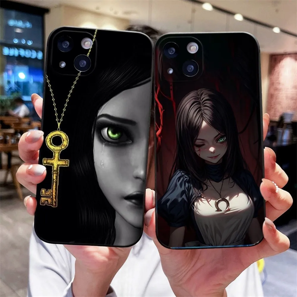 Game A-Alice Madness R-Returns Phone Case For iPhone 14,13,12 Mini 11 Pro XR,X,XS,MAX 6S,7,8 Plus Silicone Cover Soft black