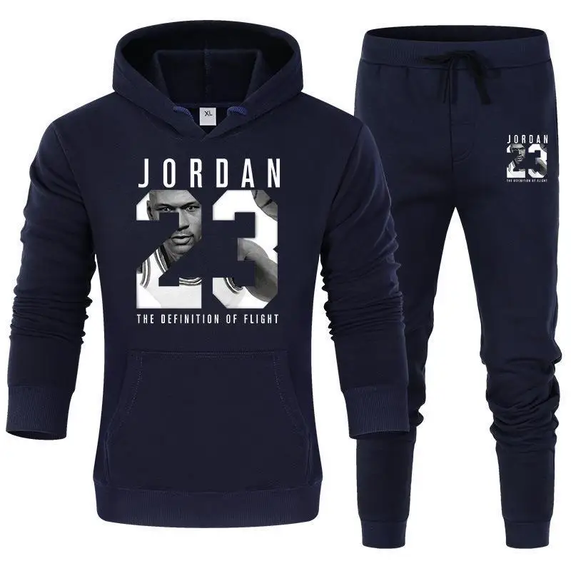 

Мужская мода, хит сезона 2025 года, осенне-зимняя американская толстовка с принтом, повседневный модный свитер, спортивный трендовый костюм с капюшоном, комплект из двух предметов