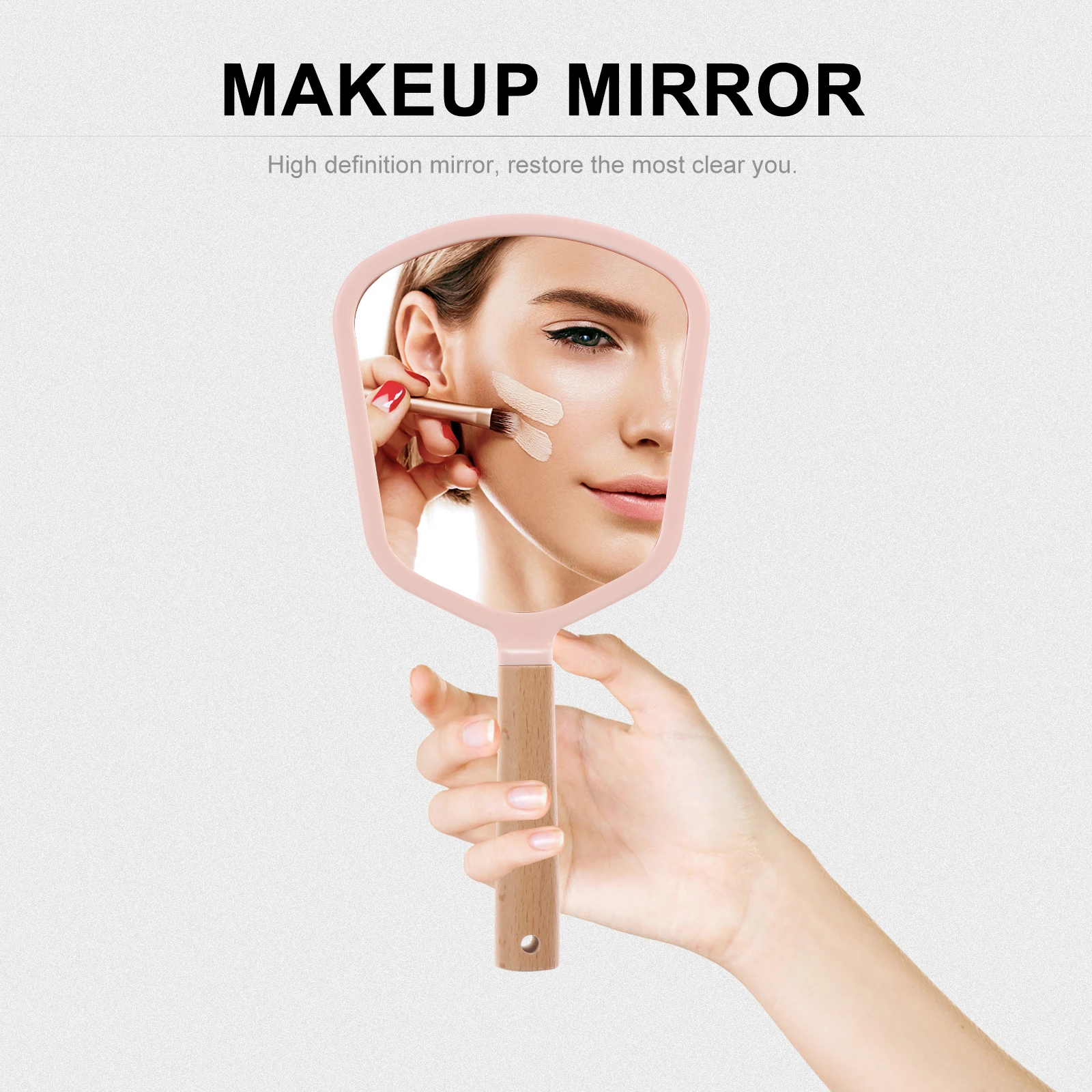 

Heart-shaped Handheld Vanity Mirror Make up Wooden Magnification Makeup Portable