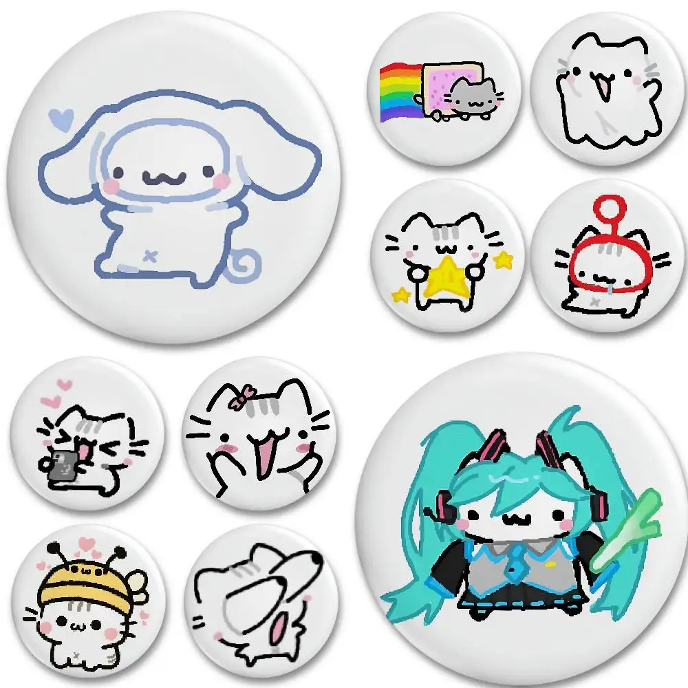 Niedliche B-Basiilleaf CATs Anstecknadeln, weiche Button-Pins, leuchtend bedruckte Ikonen, Geschenk für Freunde, Anstecknadel für den Kragen, Reversnadel aus Metall