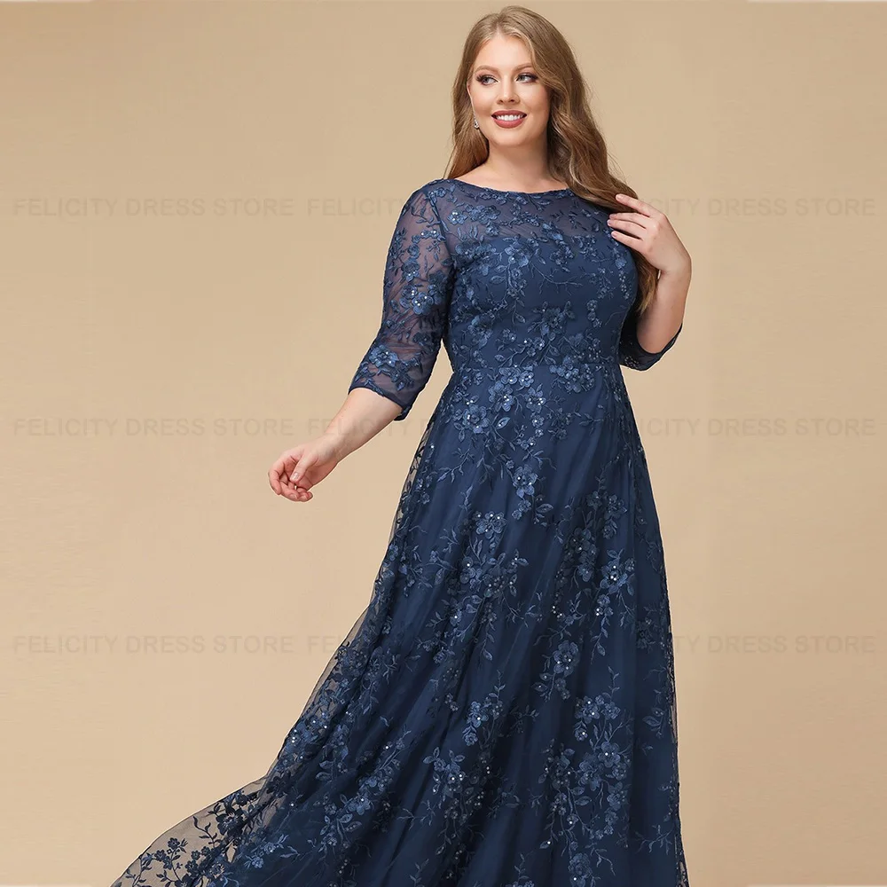 Exquisite Plus Size Mother of the Bride Dresses 2024 A-line Scoop Customized Wedding Guest Dresses Sequin Vestidos para Mujer