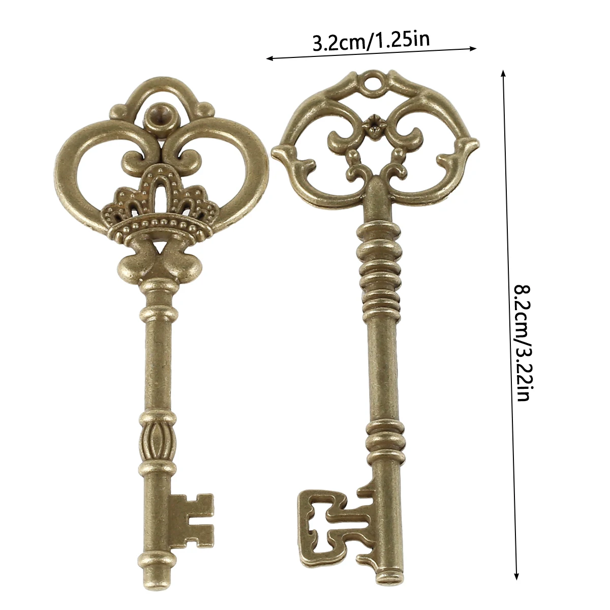 20pcs Large Skeleton Keys Antique Bronze Keys Vintage Key Charms Set DIY Handmade Craft Accessories for Wrapping Decoration