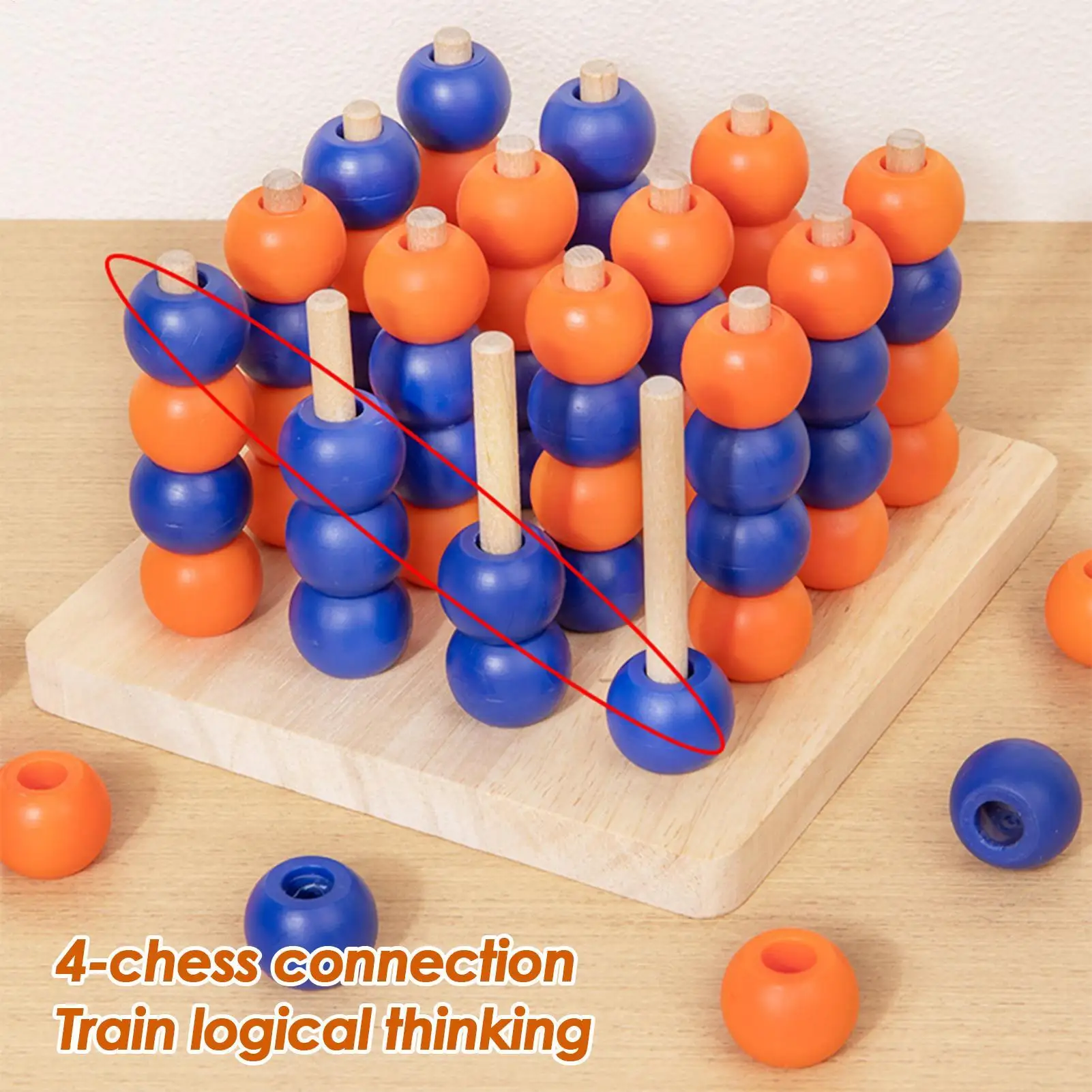 

Four In A Row Game Portable 3D Wooden Four In A Row Board Games For Adults And Kids Logical Training Educational Brain Teaser