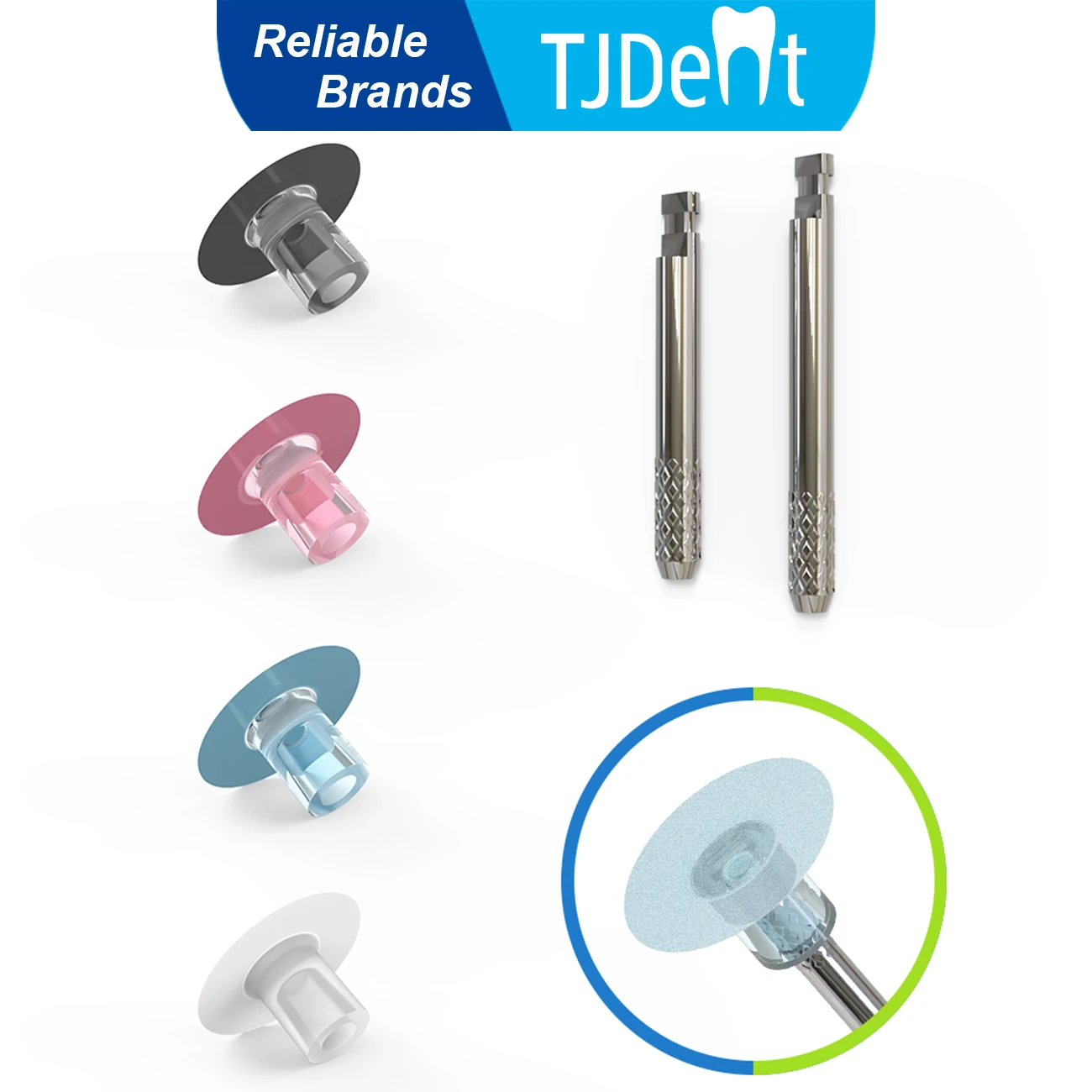 TJDent 40pcs/Box Dental Polishing Composite Resin Separating Polishing Mandrel Discs With 2 Mandrel Dentistry Materials Tools
