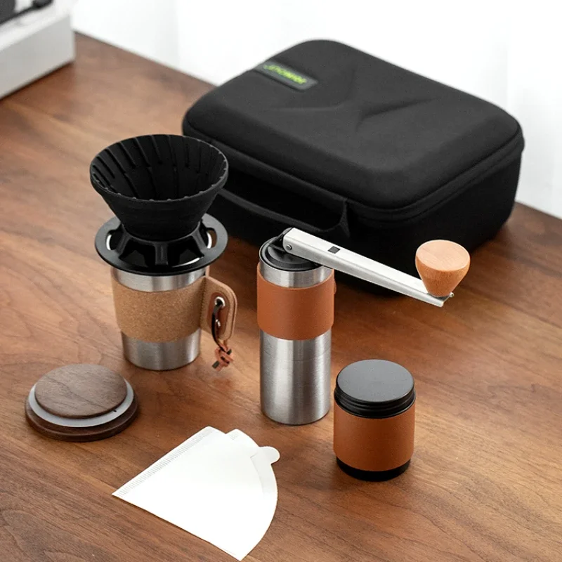 

Outdoor camping coffee equipment portable hand-made coffee set travel hand grinder coffee machine.