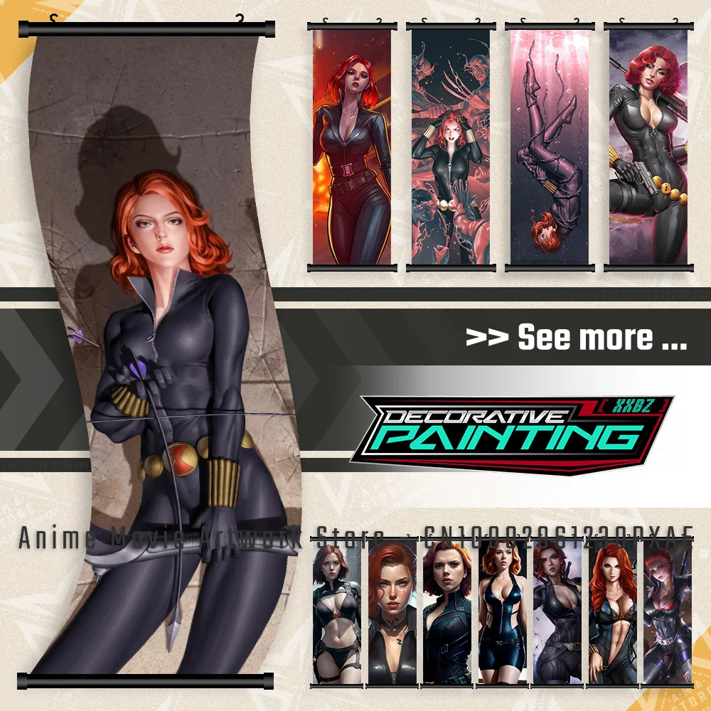 

The Avengers Wall Art Scrolls Picture Hanging Painting Canvas Movie Black Widow Poster Print Marvel Comics Home Decor Kids Room