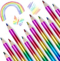 10 Pcs Rainbow Colored Pencils, 4 Color in 1 Pencil .Suitable for Schools, Students, Sketching, Doodling, Coloring, Painting.