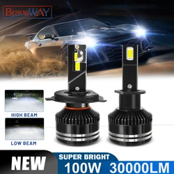 BraveWAY NEW!H1 H4 H7 H11 LEDヘッドライト電球(車用LEDフォグランプ用)12V 100W 6000K 30000LM