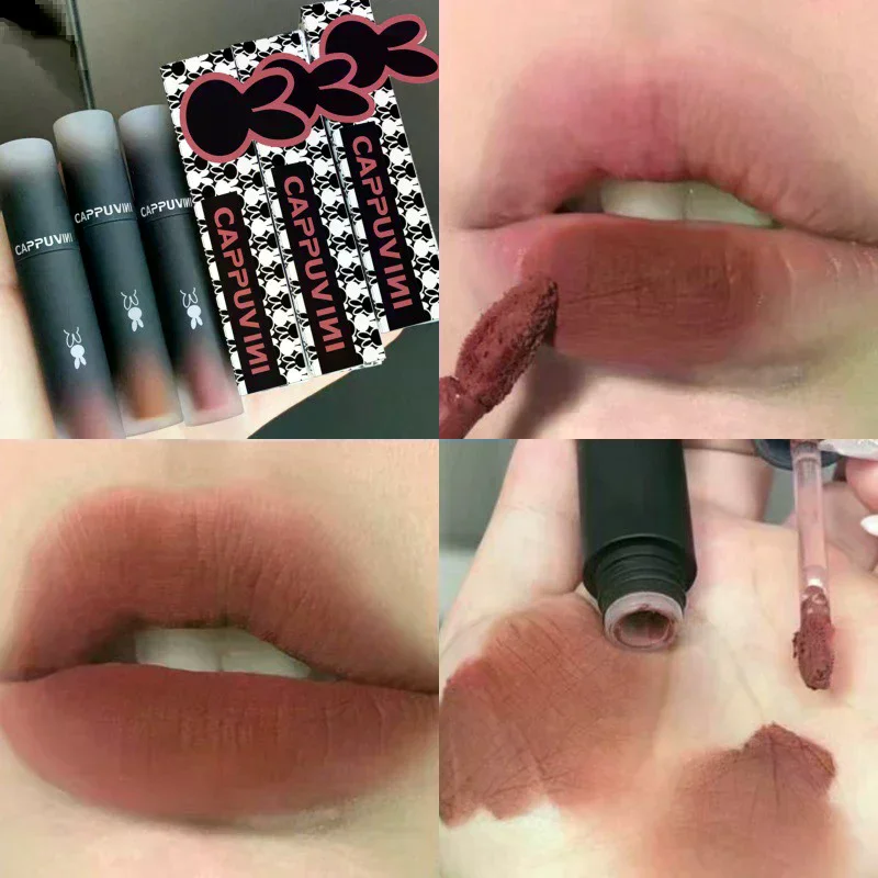 

Retro Red Brown Tone Lipstick Mousse Matte Lip Mud Velvet Lip Glaze Non-Stick Cup Lipgloss Makeup Lip Tint Beauty Cosmetic