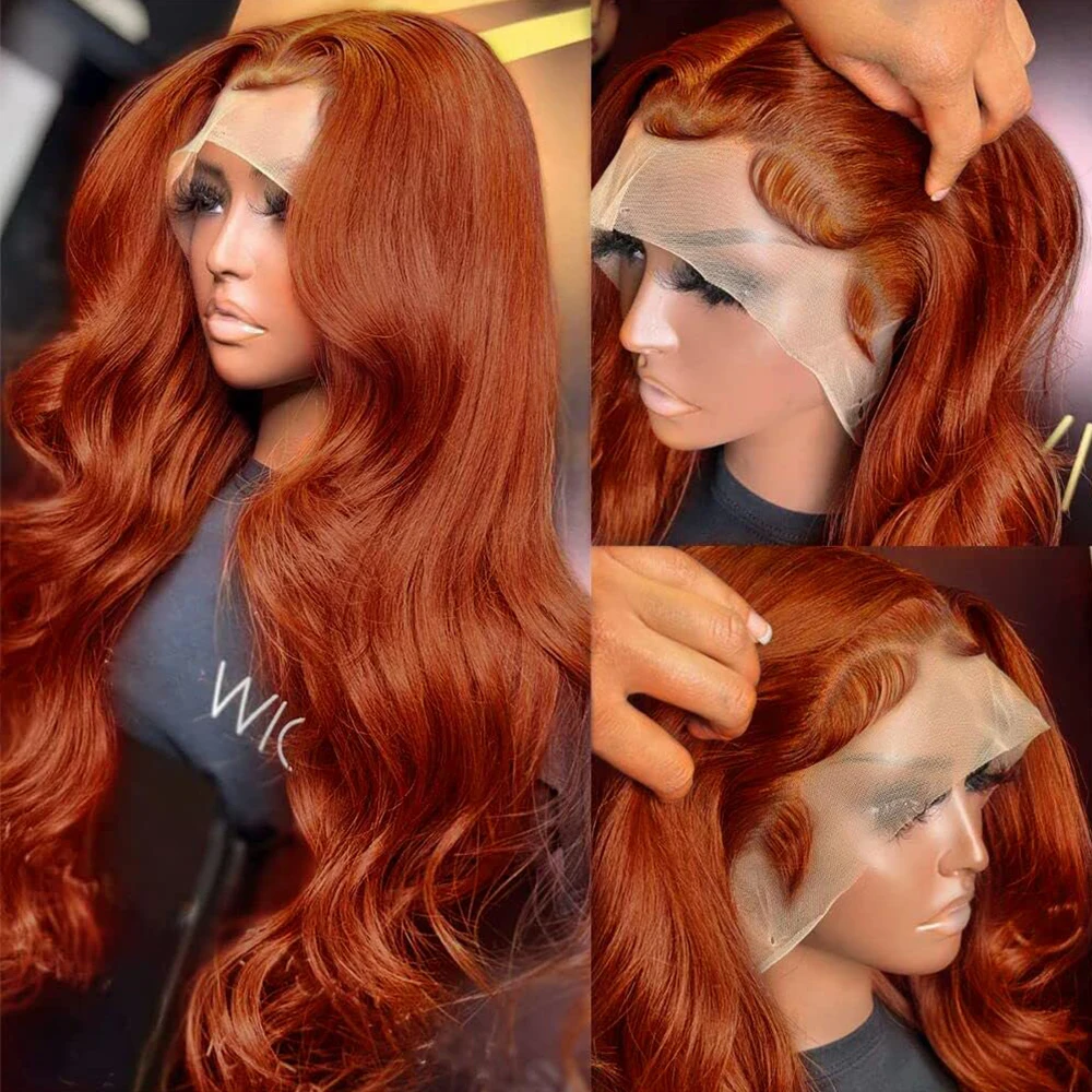 

Ginger Orange Lace Front Wigs Pre Plucked Hairline Ready to Wear 13x4 HD Glueless Body Wave Replacement Wig Women Daily Party
