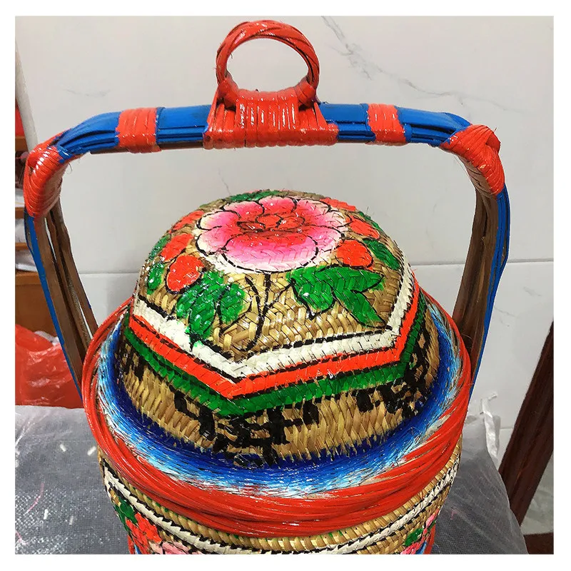 Handmade bamboo woven basket, festive wedding bridal items, bamboo art ornaments
