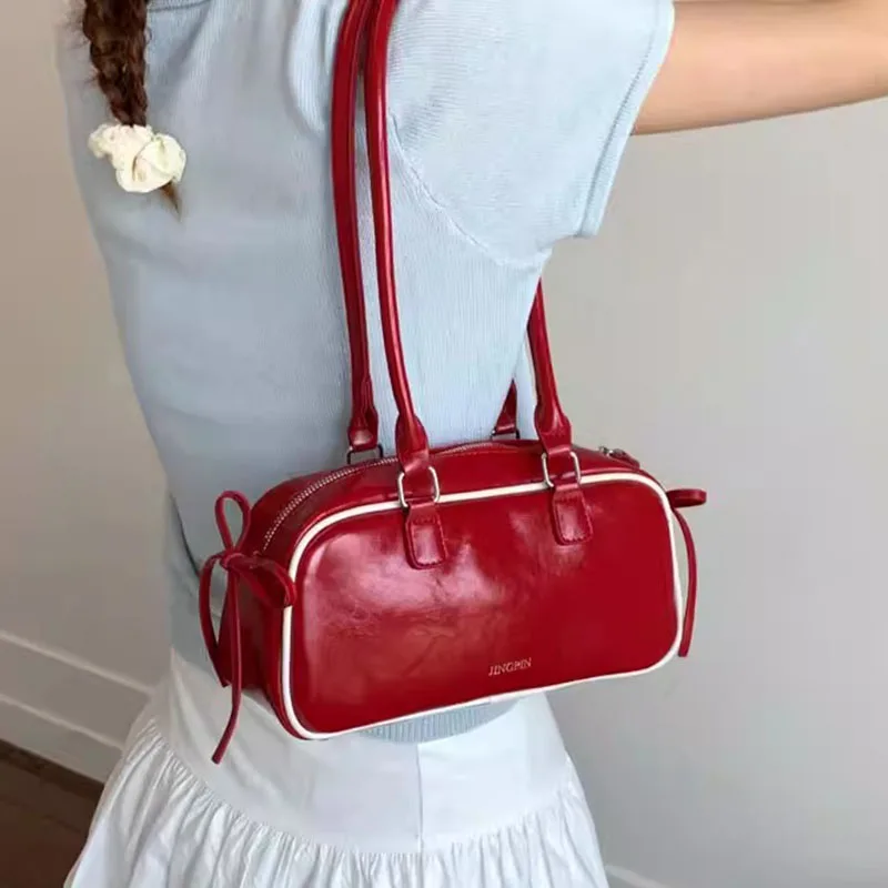 

Red Armpit Bag High-end Luxury Texture Leather Handbag Fashionable Versatile Women's Shoulder Bag 2025 New Small Square Bag