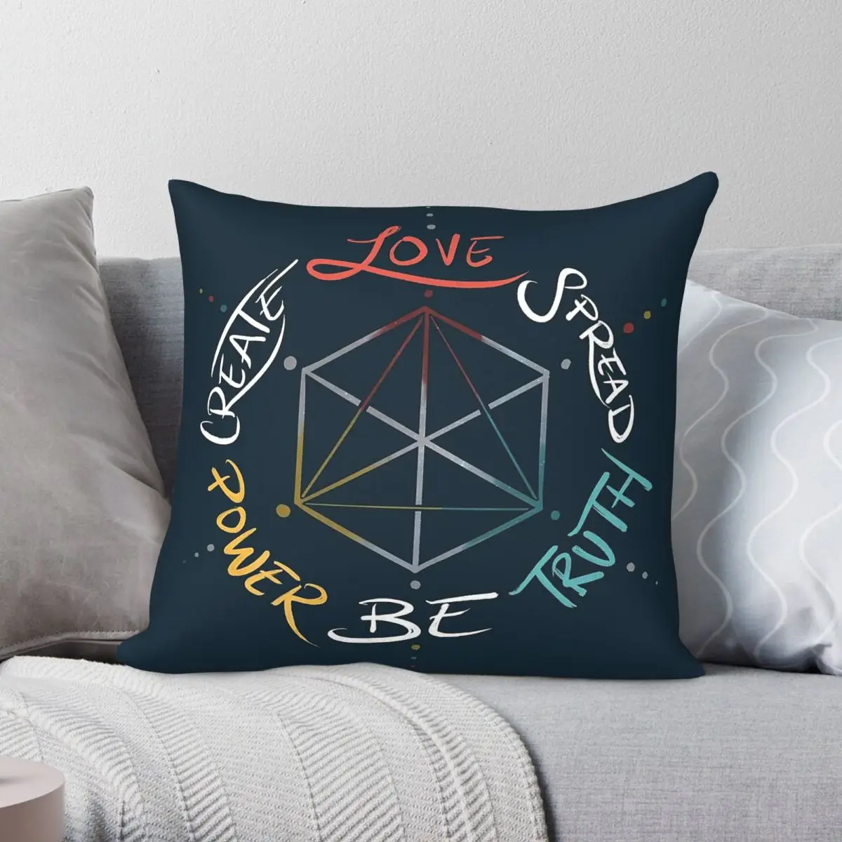 Love Truth Power Square Pillowcase Polyester Linen Velvet Creative Zip Decor Pillow Case Sofa Seater Cushion Cover