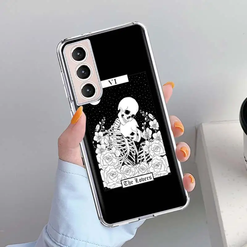 Skeleton Skull Tarot Card Phone Case Shell For Samsung Galaxy S24 S23 S22 Ultra S21 Plus S20 FE S10 S10E S9 S8 + Cover Capa Fund