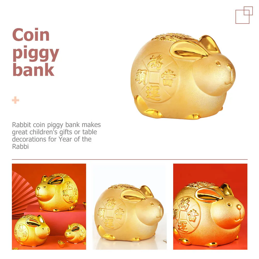 

Bunny Rabbit Ceramic Money Box Anti-Fall Coin Jar for Kids Room Decor Desktop Saving Pot Lovely Piggy Bank Gift