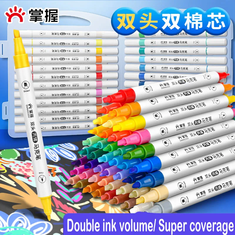 48/36/24/12 Colors Double/Soft /Hard Head Acrylic Markers Opaque Color Marker Pen for Korean Stationery School Supplies