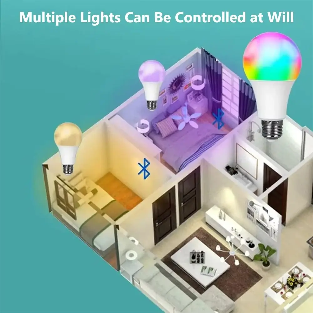 E27 قاعدة الذكية LED لمبة عكس الضوء 220 فولت الجهد بلوتوث ضوء غرفة نوم ضوء APP التحكم لمبة لغرفة الديكور مصابيح حفلات #5