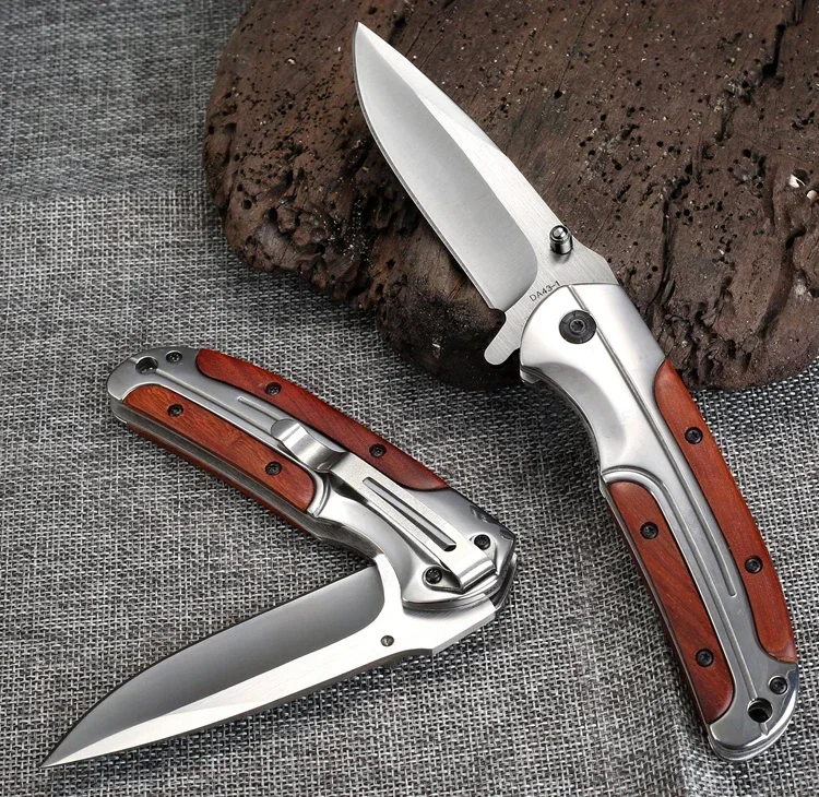 Damascus Tactical folding knife wood handle Folding Knife 8Cr14Mov Blade Steel Rosewood Handle Camping Survival Pocket Knives