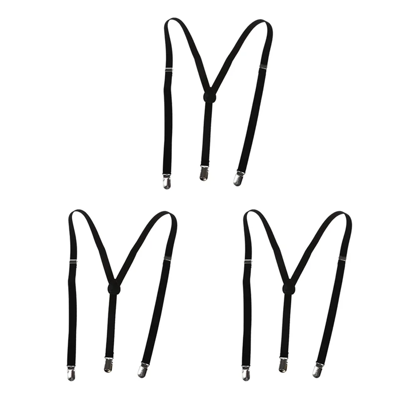 FX-3X Регулируемый металлический зажим для взрослых, эластичные подтяжки, черные