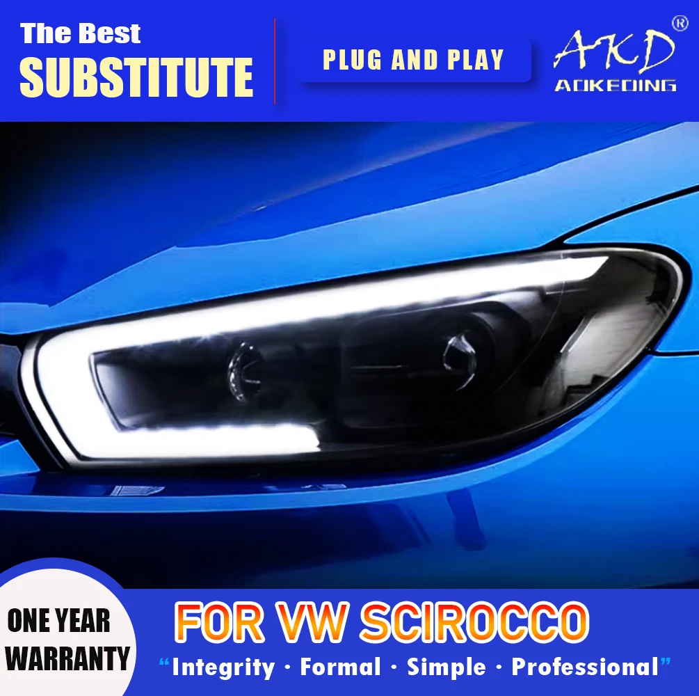 

AKD Head Lamp for VW Scirocco LED Headlight 2008-2017 Headlights Scirocco DRL Turn Signal High Beam Angel Eye Projector Lens