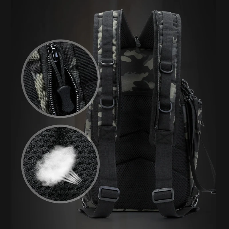 Large Capacity Fishing Bag Men Laser Travel Camping Backpack Fishing Lure Rod Outdoor Hiking Tactical Molle Shoulder Chest Bags