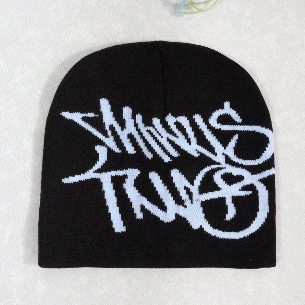 

2025 Winter Beanie New Letter Jacquard Knitted Hat Simple Trendy Men Women Y2k Winter Pop Harajuku Vintage Warm Hip Hop Unisex