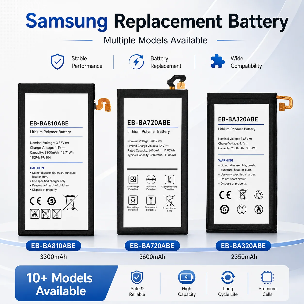 Replacement Phone Battery EB-BA520ABE EB-BA320ABE EB-BA530ABE EB-BA720ABE BA300ABE For Galaxy A3 A5 A7 A8 A9 2017