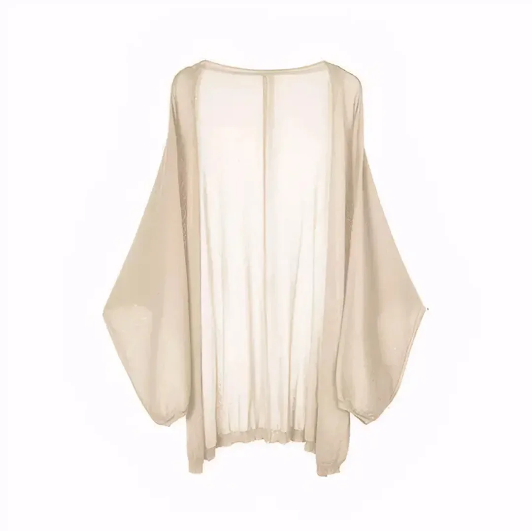 سترة نسائية محبوكة بأكمام طويلة خفيفة الوزن للربيع والصيف على الطراز الكوري فضفاضة تناسب الحماية من الشمس غطاء هوائي أنيق كاجوال