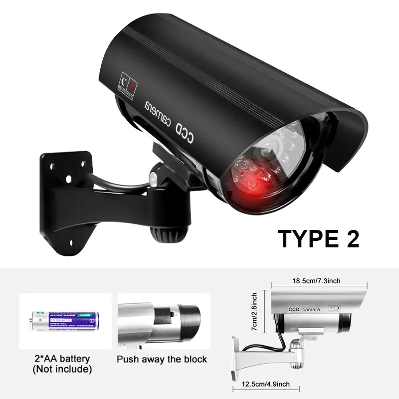 1Pc Dummy Beveiligingscamera Watreproof Indoor Outdoor Nep Cctv Bewakingssysteem, Rood Knipperende Led-Lampjes, Geen Bedrading Vereist