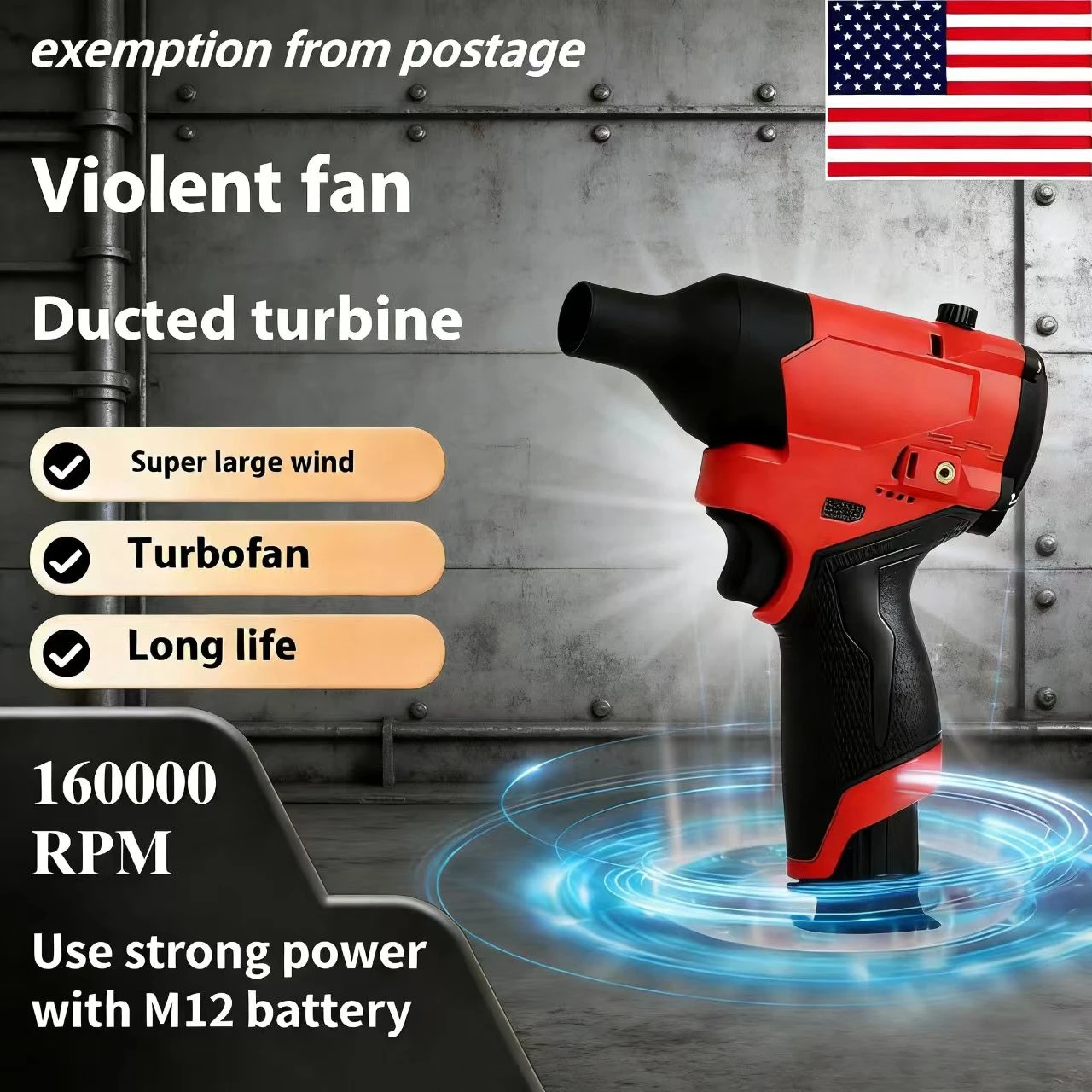 

Бесщеточный турбовентилятор для аккумулятора Milwaukee 12В, 160000 об/мин, мощный электрический воздуходув (без аккумулятора)