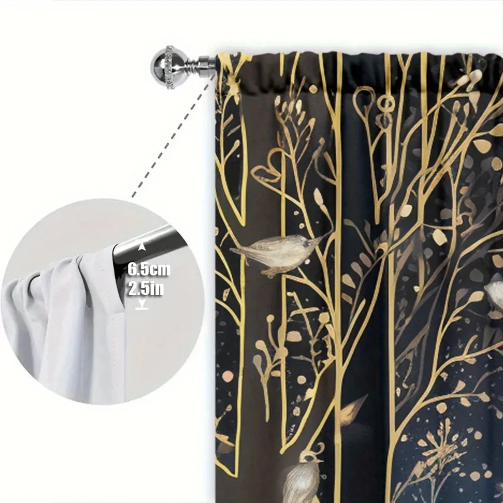 2pcs Dream Deer Style Printed Curtain for Home Decor - Rod Pocket Window Treatment for Bedroom, Office, Kitchen and Living Room