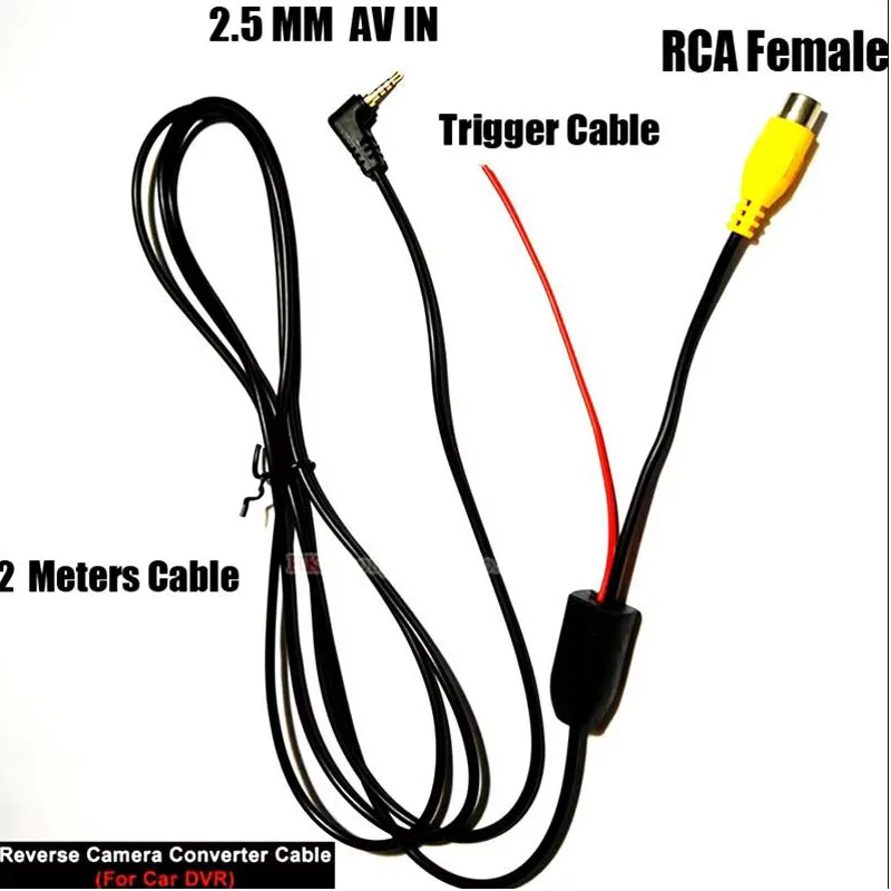 2 Meter cable RCA to 2.5 mm AV Cable for Car Rear View Camera Converter cable for car DVR Parking Assistance