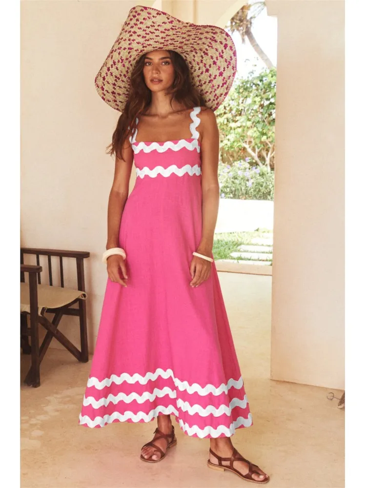 スパゲッティストラップ付きコットンロングドレス,プリント,セクシー,ボヘミアンスタイル,ビーチウェア,マキシ,カジュアル,夏