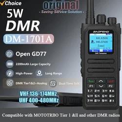 Baofeng DMR DM-1701A Upgrade Open GD77 5W Digital Walkie Talkie Longe Range Dual Mode Analog Dual Time Slot Tier 1+2 Ham Radio