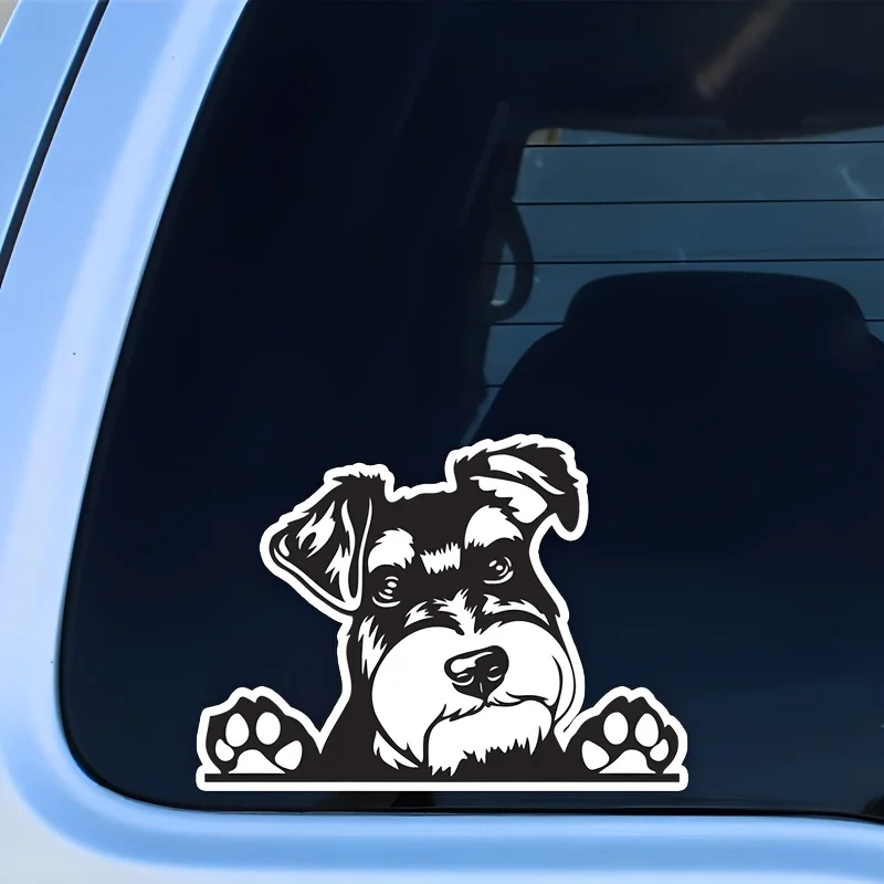 

Mini Schnauzer Dog Car Stickers - Waterproof Self Adhesive Smooth Surface, Car Windows - Irregular Shape Exterior Decoration