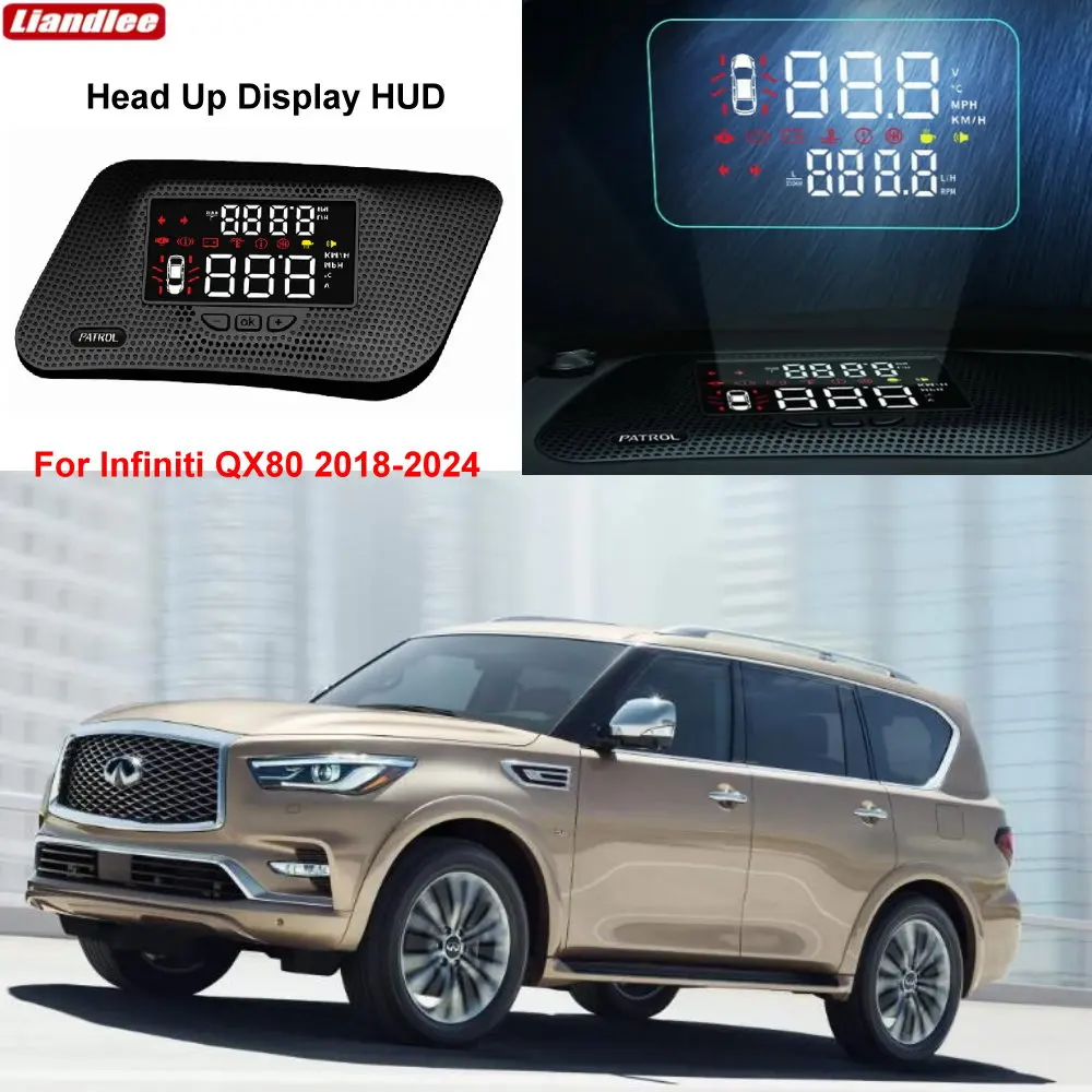

Car Electronic Accessories For Infiniti QX80 2018-2023 Auto OEM HUD Head Up Display Speedometer Windshield Projector Alarm