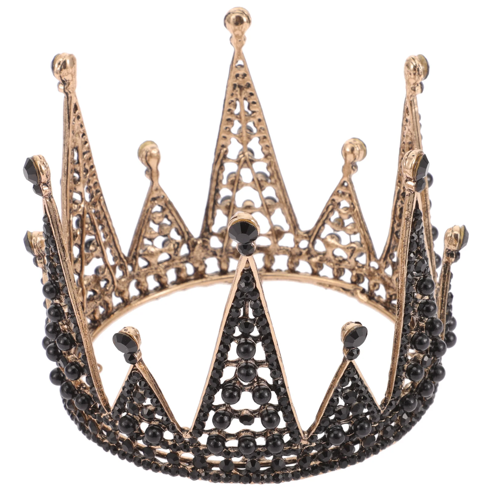 خمر تاج غطاء الرأس الأسود حجر الراين كريستال تيارا للنساء الزفاف حفل زفاف الباروك اكسسوارات للشعر ديكور #3