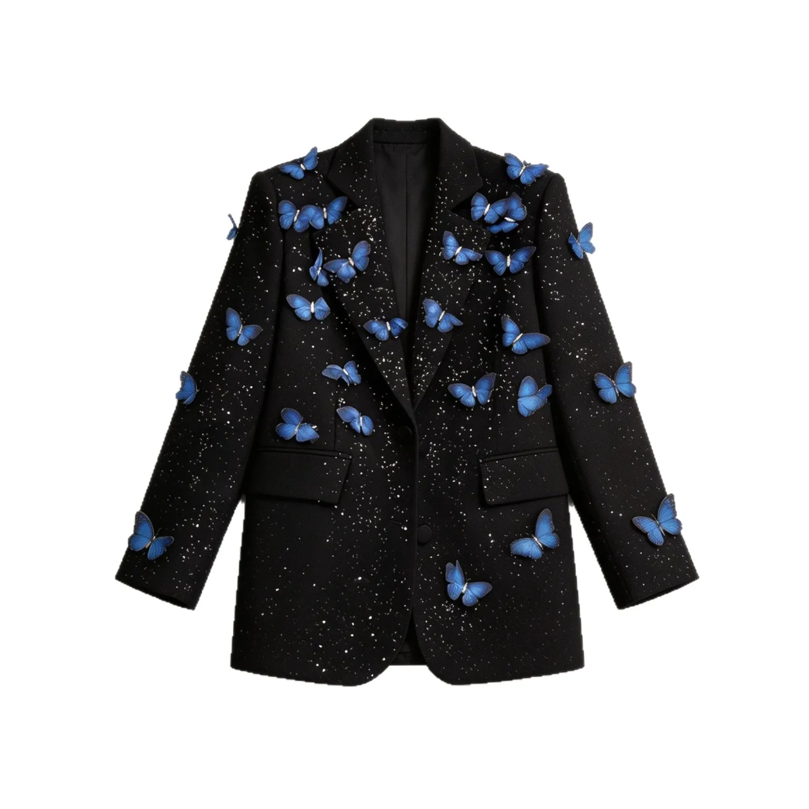 SuperAen European and American Style Detachable Butterfly Decorative Tops for Women Autumn New Loose Padded Shoulders Suits