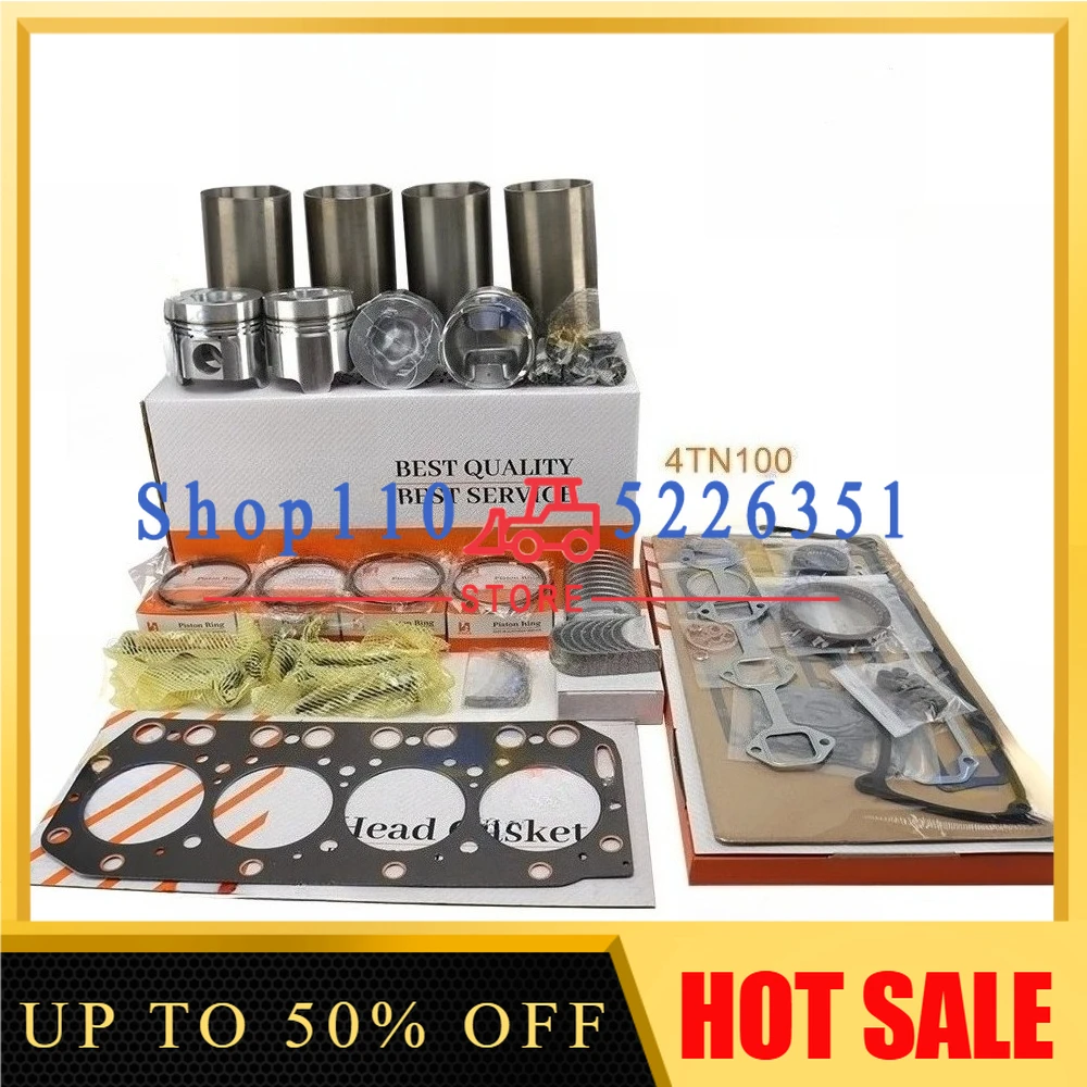 

4TN100 119000-2000 Overhaul Rebuild Kit for Yanmar Piston Rings Cylinder Liner Full Gasket Set Engine Parts 100*1.5+2+3mm