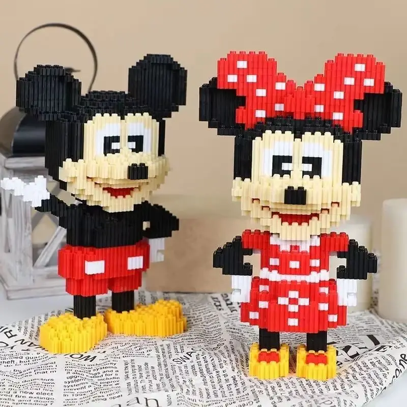 Popular Kawaii Mickey Minnie Mouse Blocks Small Particle Mini Diamond Puzzle Blocks Assembly Gift Decoration Toy For Children