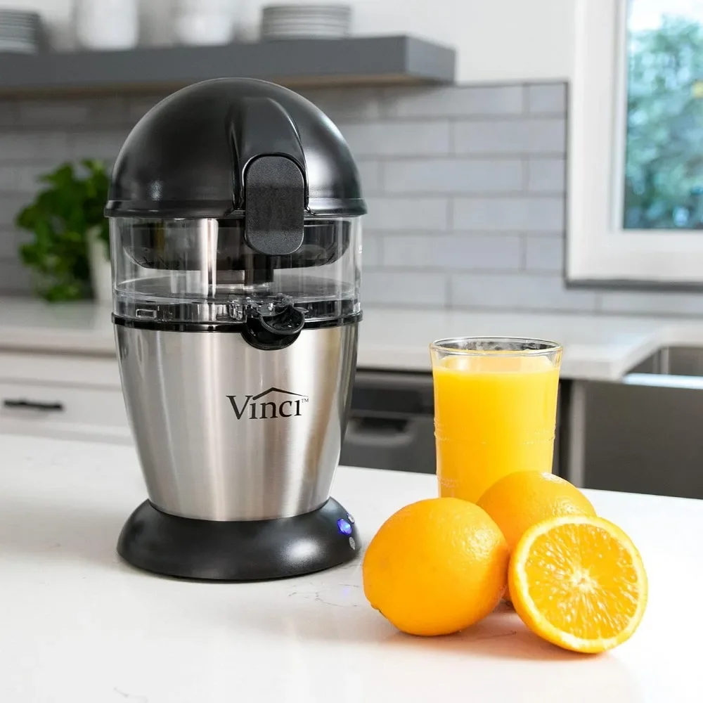 Hands-Free Electric Citrus Juicer 1-Button Easy Press Lemon Lime Orange Grapefruit Juice Squeezer, Black/Stainless Steel