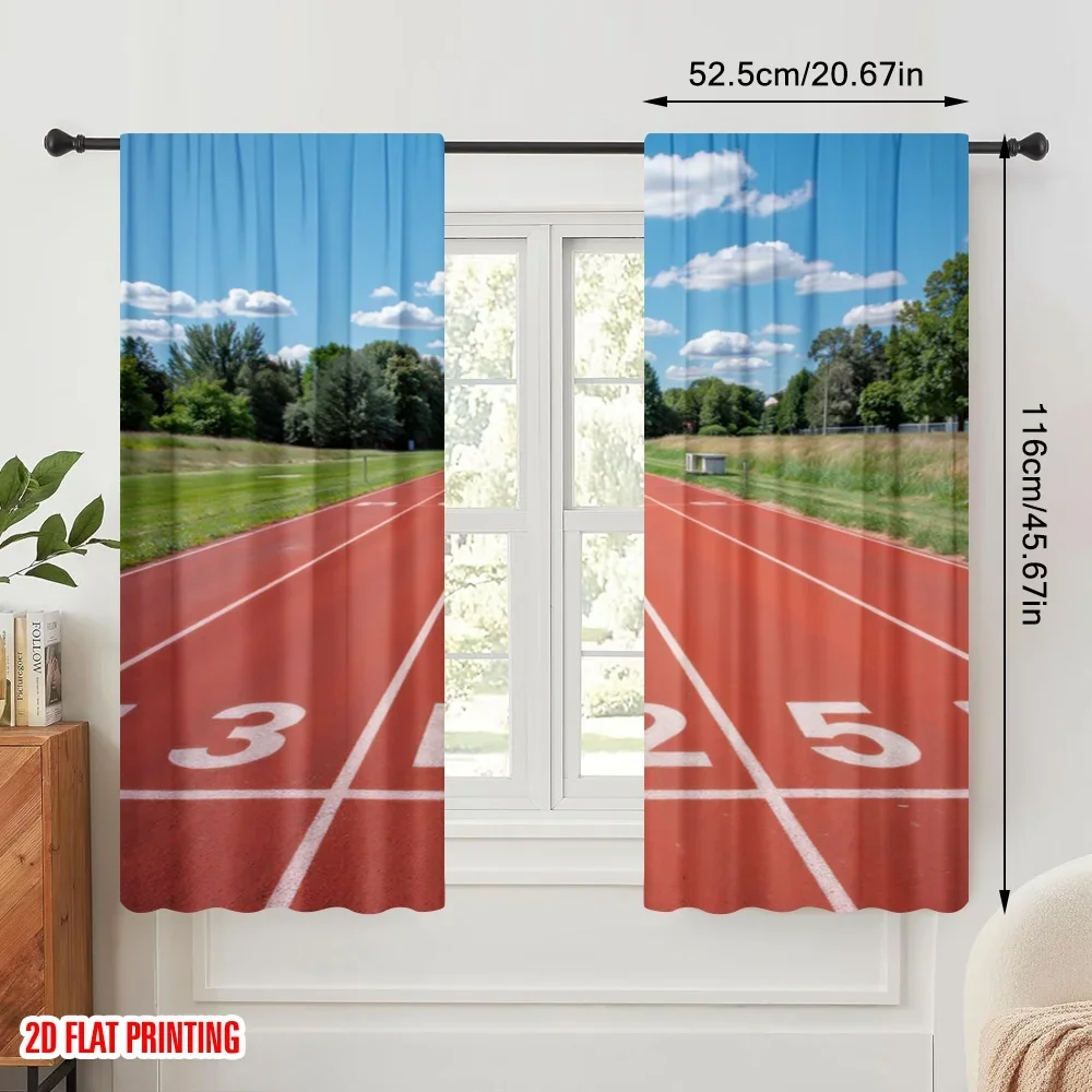 2pcs,2D plane printing Pattern Curtains Track Lanes 100% Polyester (without rod) Holiday Use for Bedroom, Living Room,
