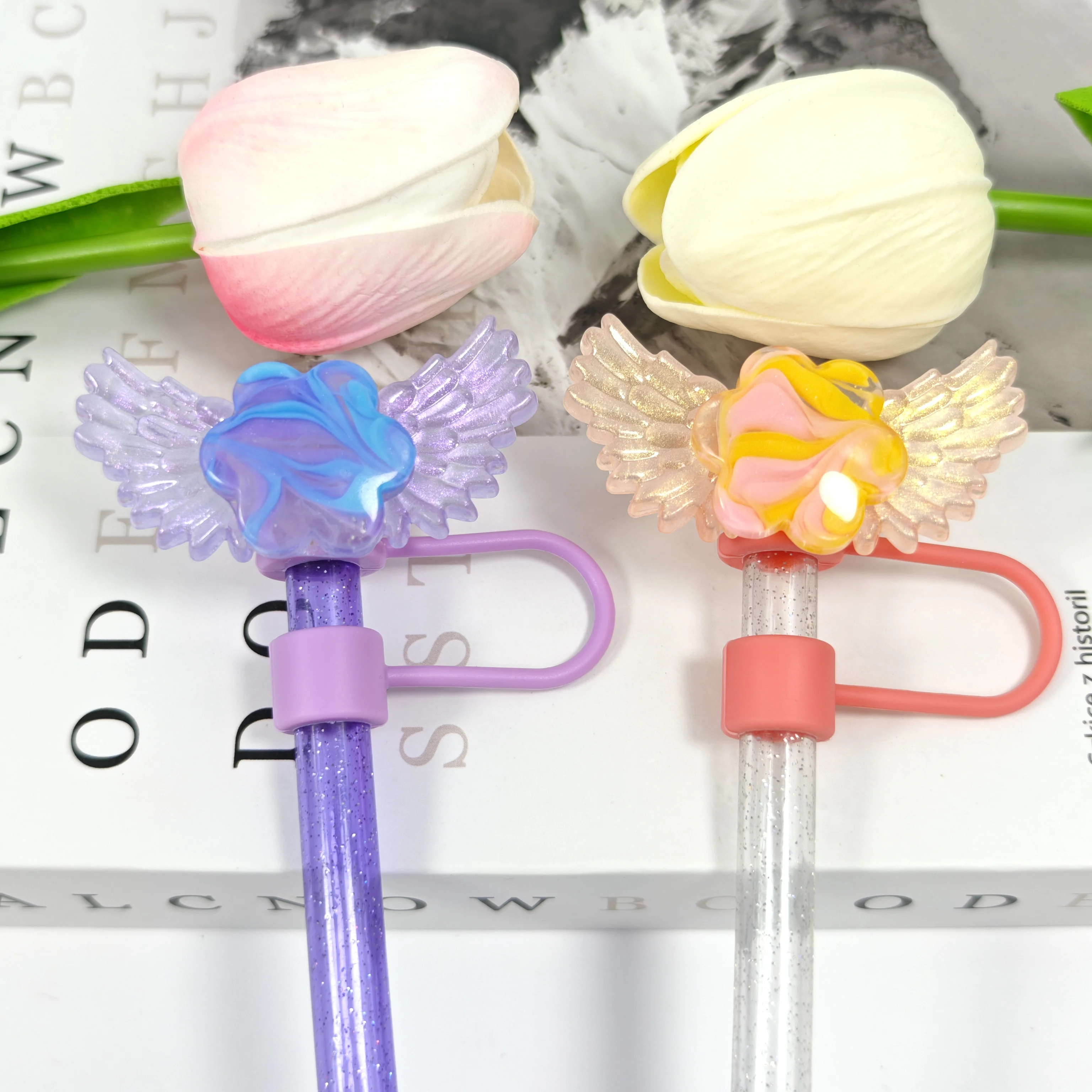 جديد سيليكون تسليط الضوء على ستار أجنحة الملاك سلسلة غطاء من القش غطاء غبار #2