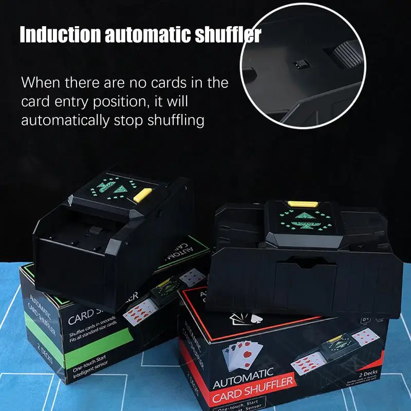 Automatic Card Shuffler 2-Deck Electric Card Shuffler Auto Card Shuffler Battery-Operated Electric Poker Shuffler For Card Game