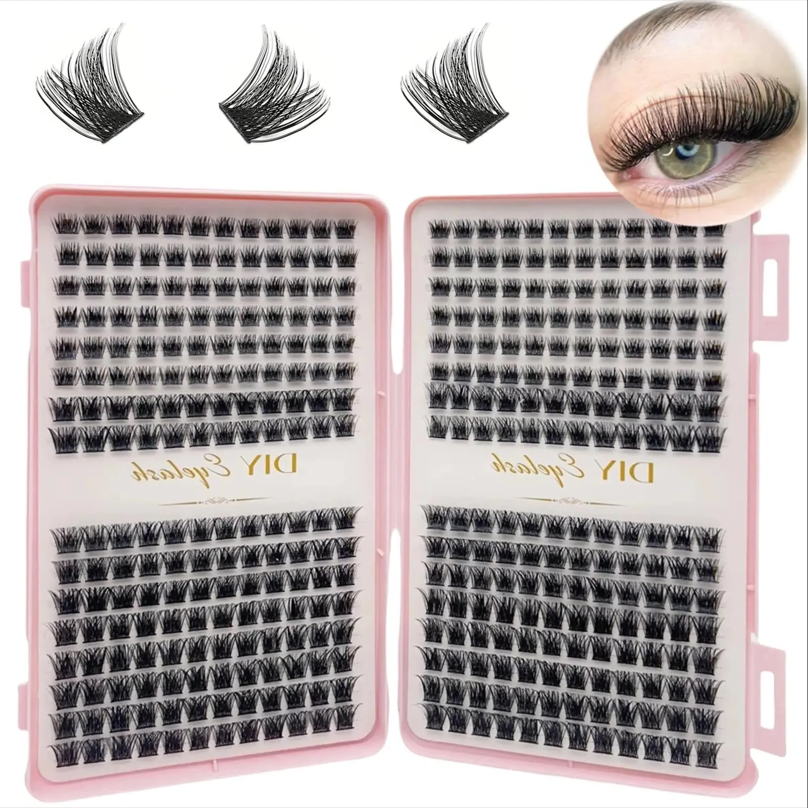 Eyelash Extension Home Service - ขนตาปลอมแบบแยกช่อ 384 ชิ้น สำหรับต่อขนตาด้วยตัวเองที่บ้าน เพื่อสร้างลุคแต่งหน้าที่น่าทึ่ง