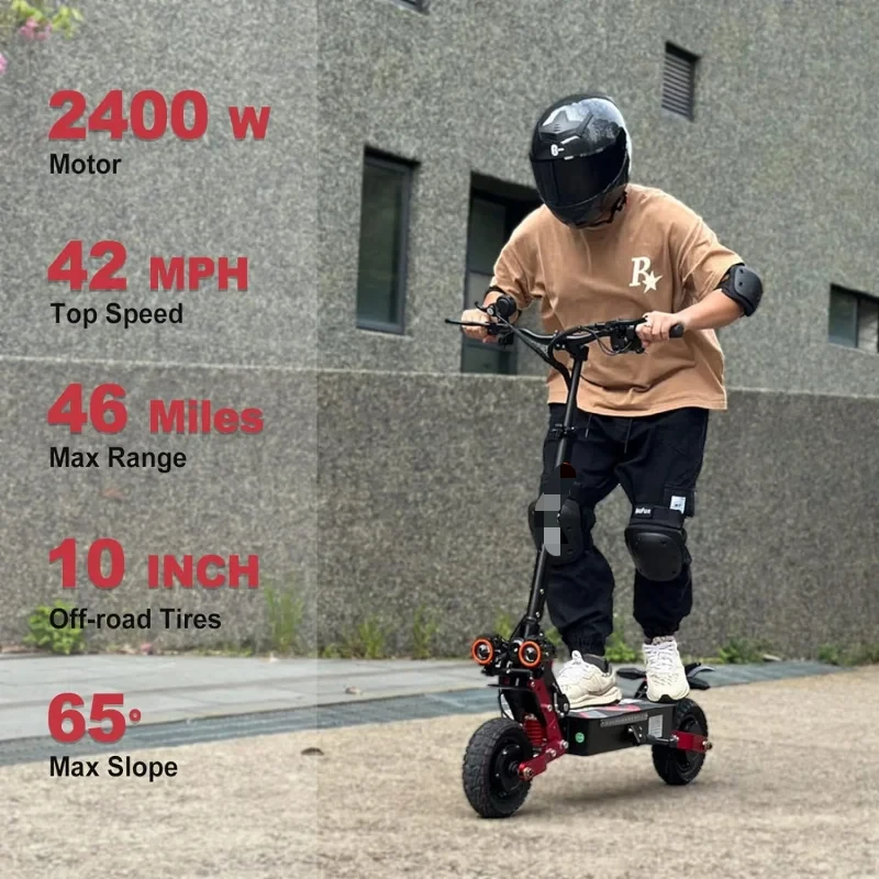 ZO01 PRO Electric Scooter, 2400W/1200W Motor Up to 42/39 MPH, 46/43 Miles Long Range Battery, Dual Hydraulic Brakes 10