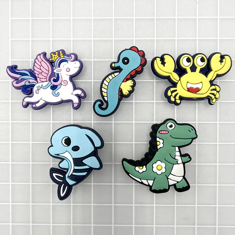 Fantasy Animals PVC Shoe Charms Badge Unicorn Dinosaur Hippocampus Clogs Buckle Accessories Garden Shoes Upper Pins Decoration